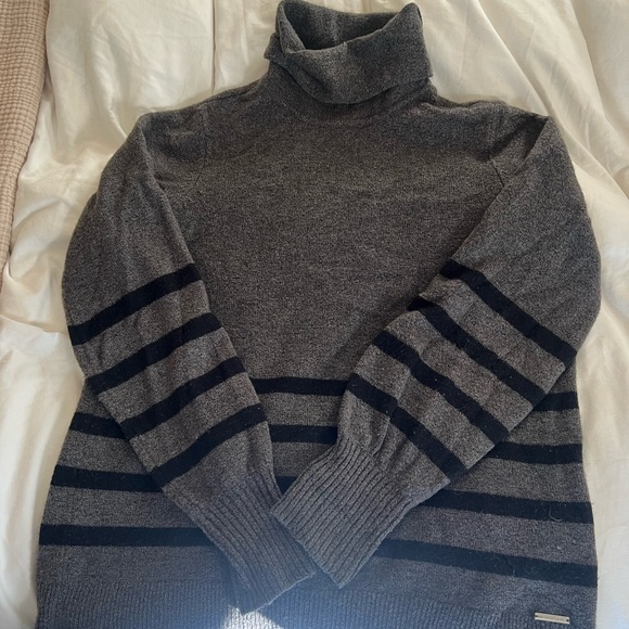 Striped Michael Kors gray/black turtleneck sweater - Size L - Picture 4 of 7
